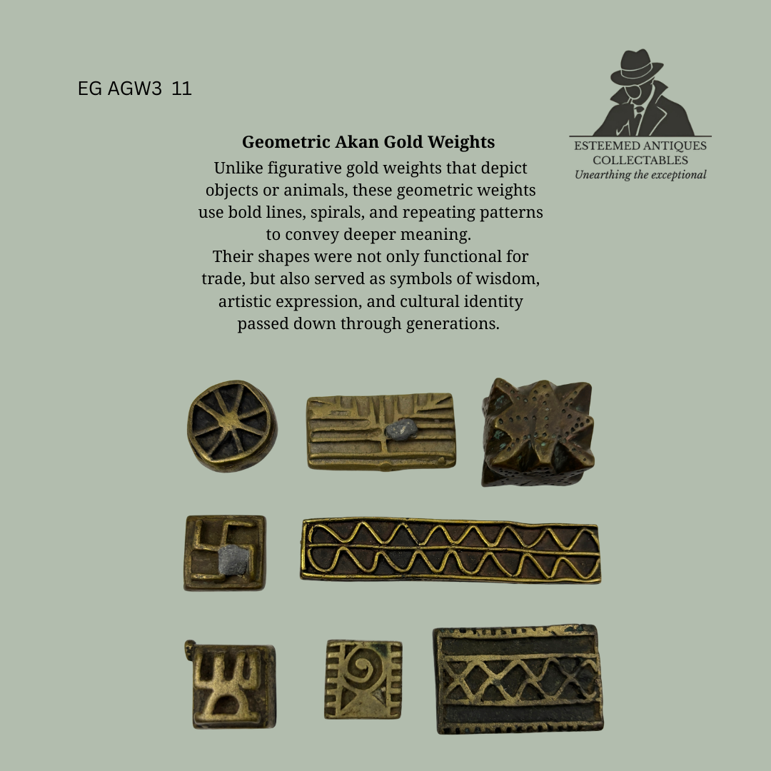 Akan Gold Weights (Abremmuo) Collection – Asante Culture, Ghana – Cast Bronze – 11 Pieces