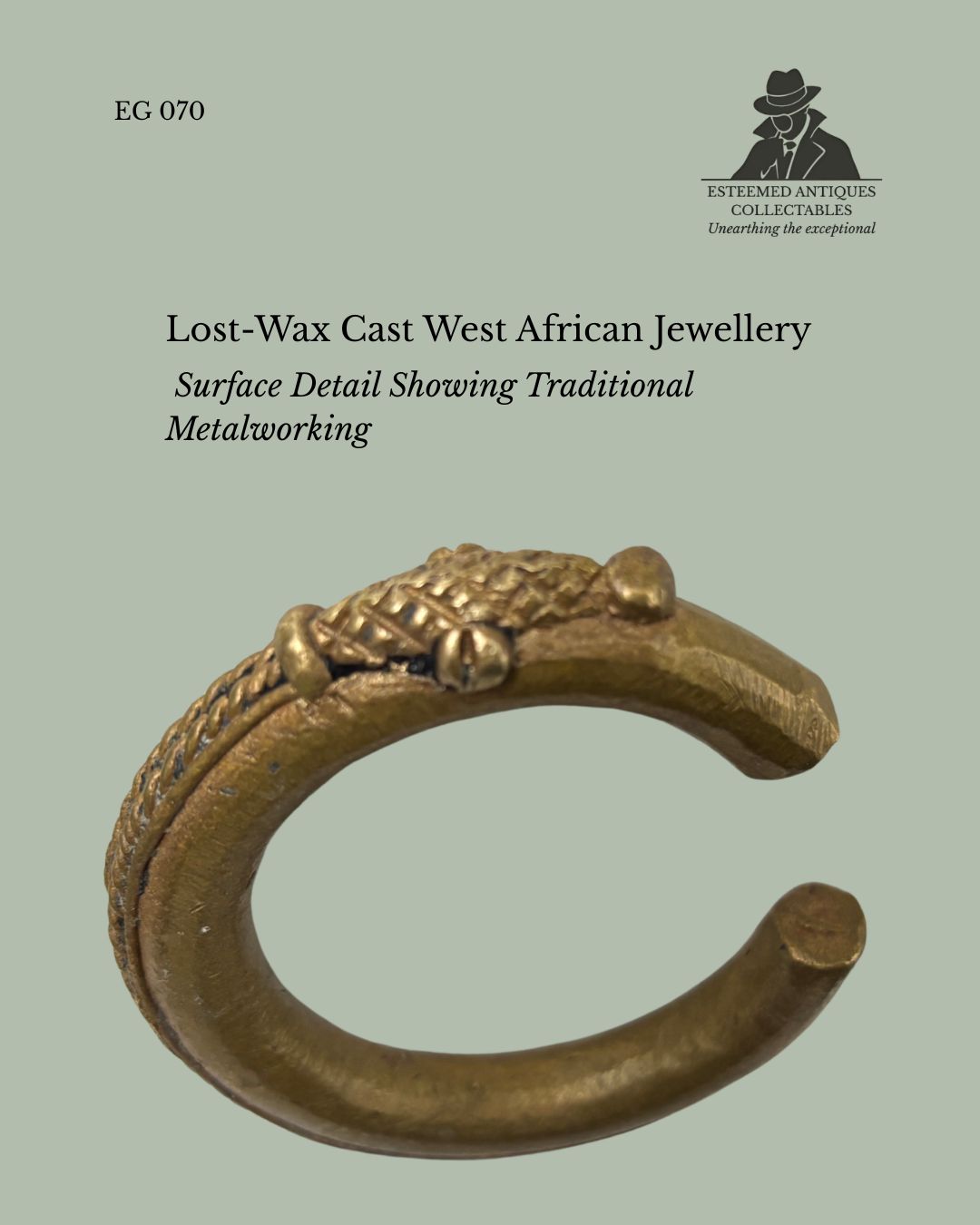 West African Cast Brass Bracelet – Akan Cultural Area (Attributed), Ghana / Côte d’Ivoire