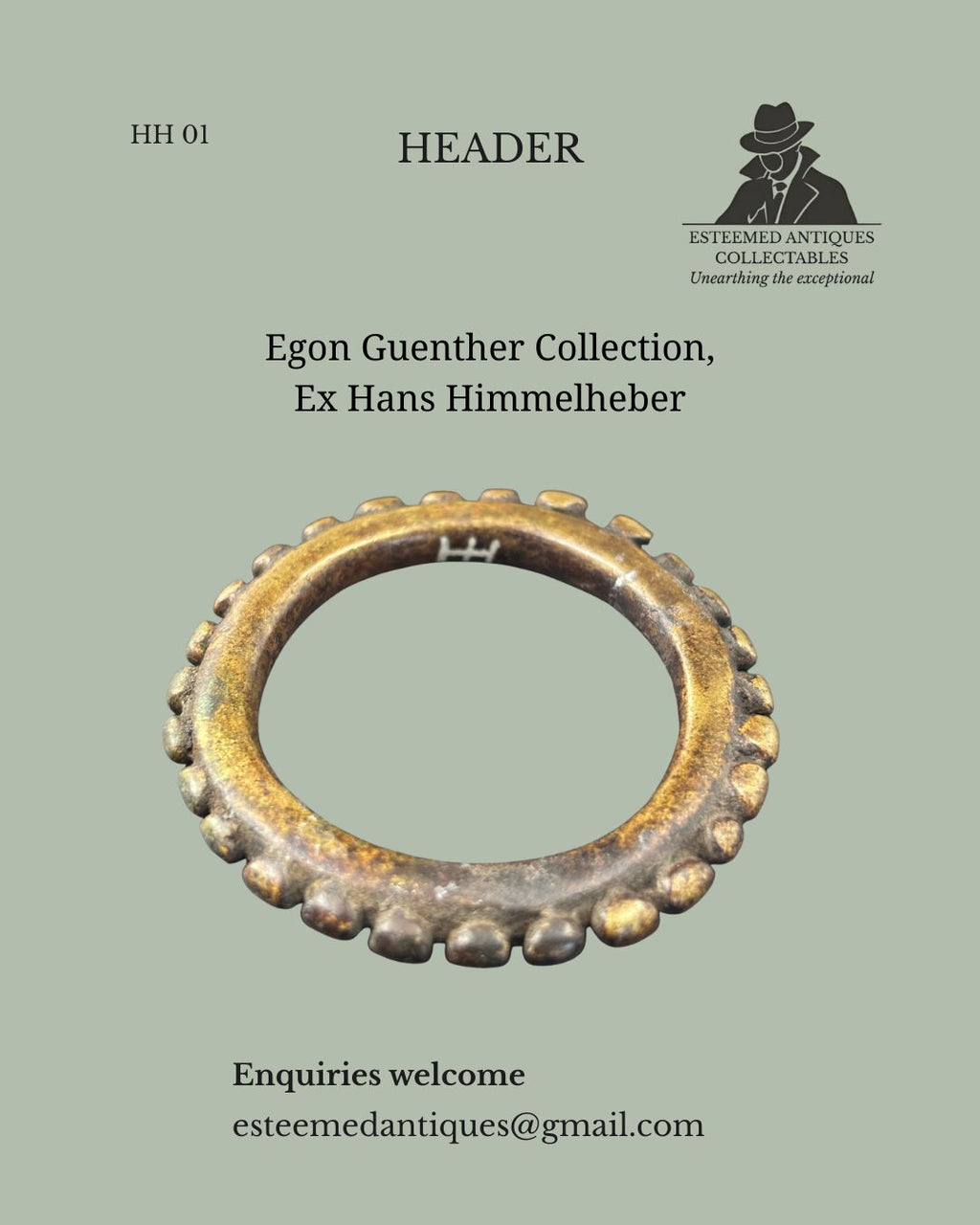 HH 01  - Akan Miniature Cast Bronze Bracelet / Ring Currency, West Africa