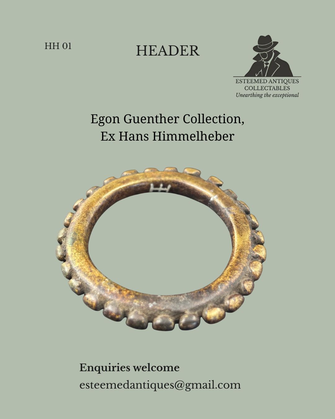 HH 01  - Akan Miniature Cast Bronze Bracelet / Ring Currency, West Africa