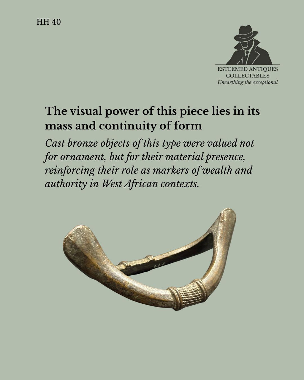 African Bronze Currency Bracelet / Anklet – Attributed to a West African Culture, Most Likely Dogon, Mali, Circa Early–Mid 20th Century