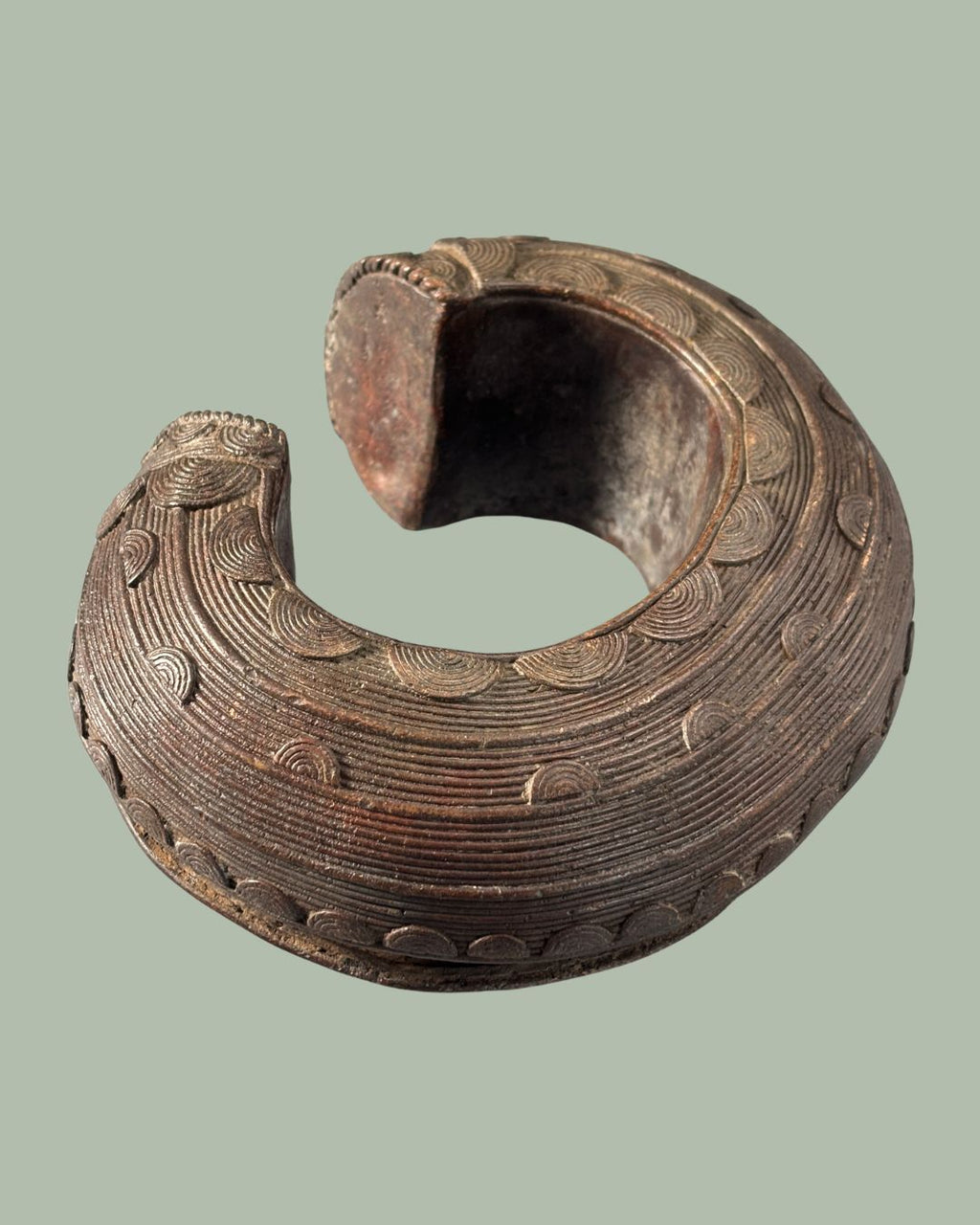 Antique Baoulé Open Cuff Anklet – Lost-Wax Cast Brass Prestige Ornament, Côte d’Ivoire, West African Tribal ArtifactAnklet — Lost-Wax Cast Brass Alloy, Côte d’Ivoire, Egon Guenther Collection