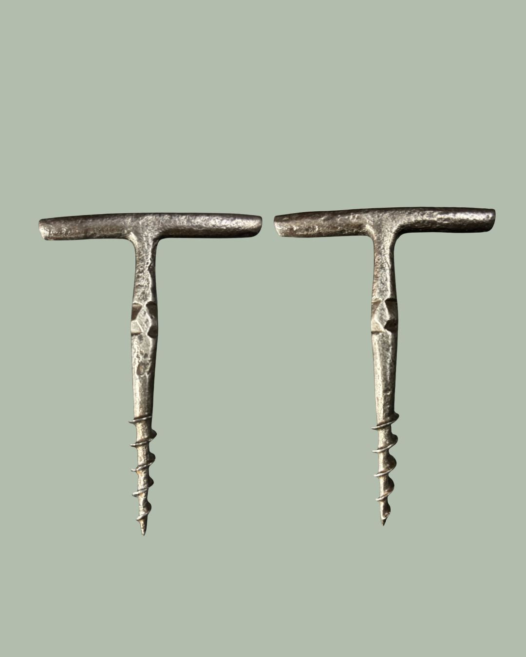 English wrought Iron  T-handle Corkscrew circa 1735 to 1765