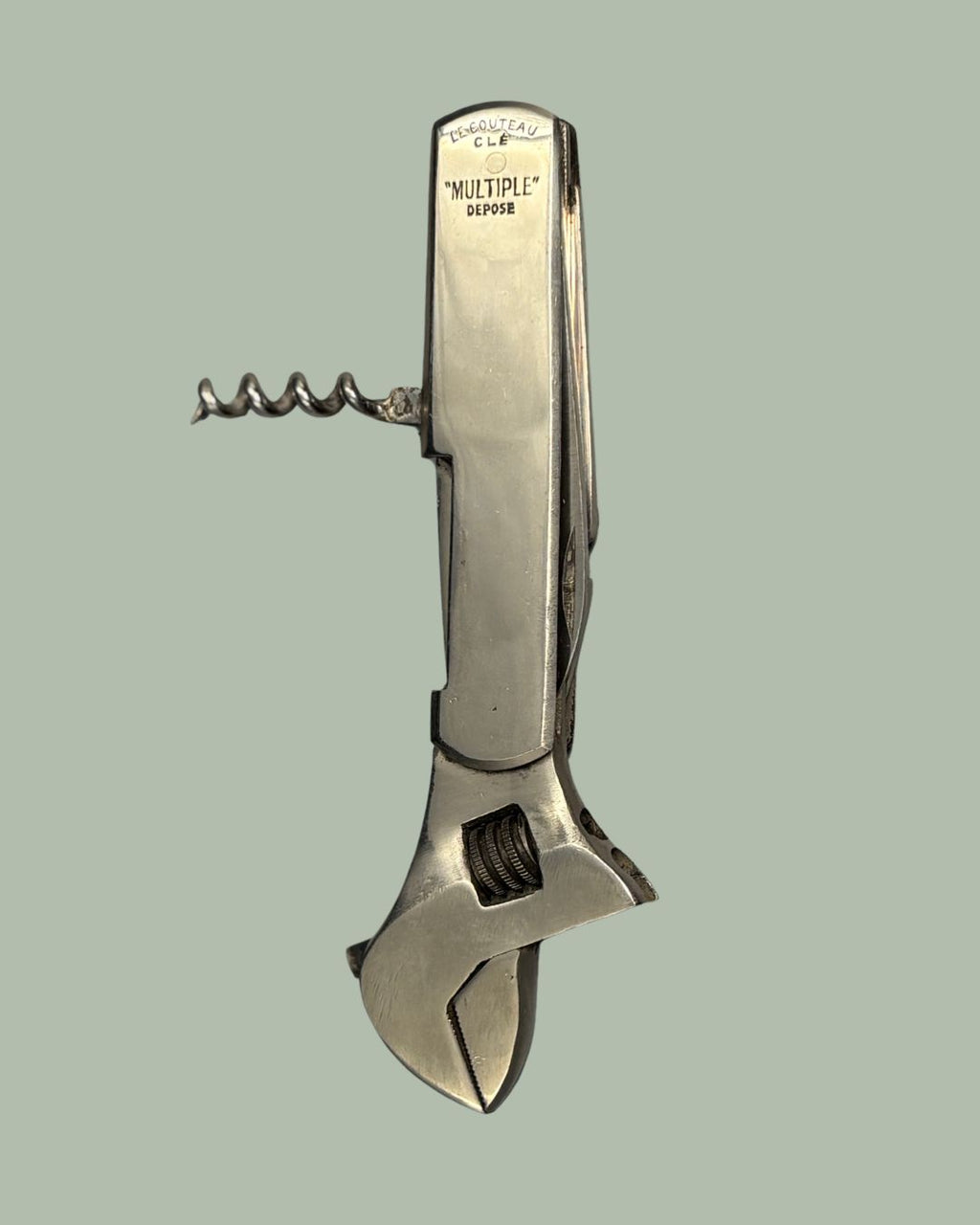 Le Couteau Clé “MULTIPLE” Déposé – French Multi-Tool Corkscrew with Adjustable Wrench, circa early to mid 20th