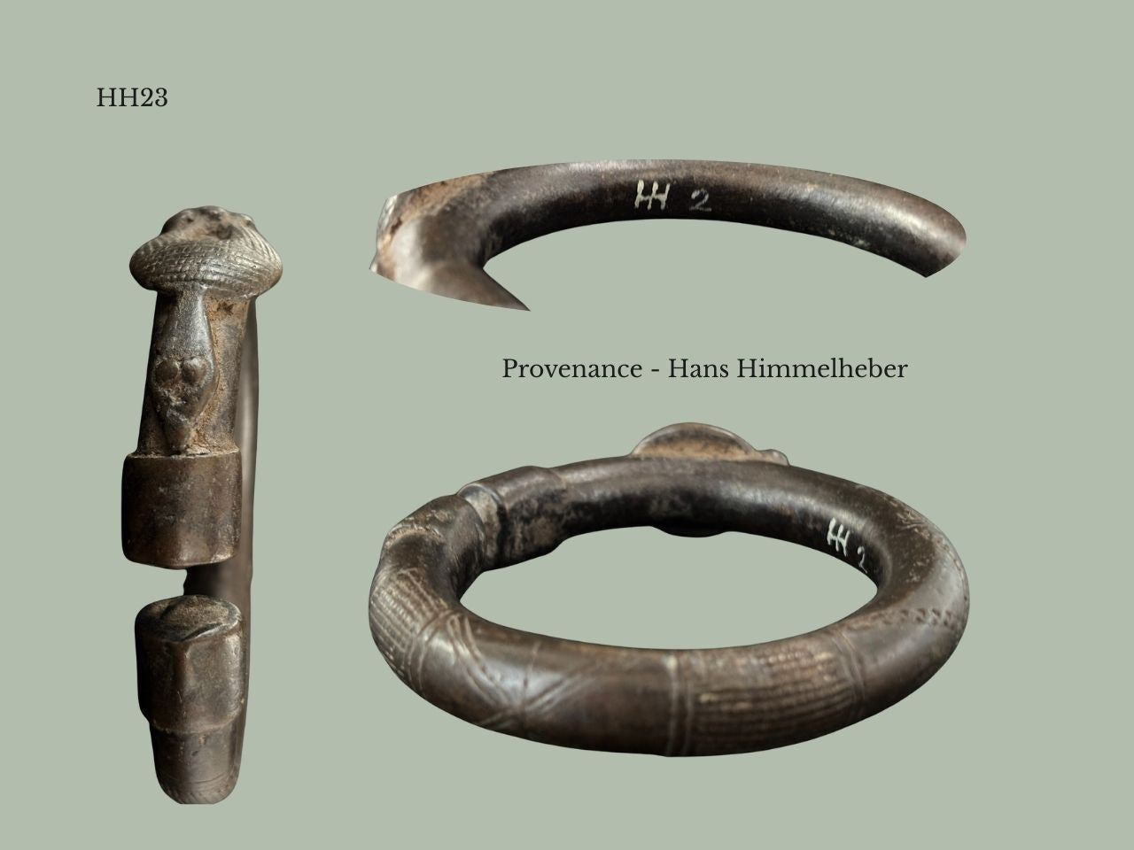 19th-Century African Bronze Serpent Bracelet – Lost-Wax Cast, Hans Himmelheber Provenance