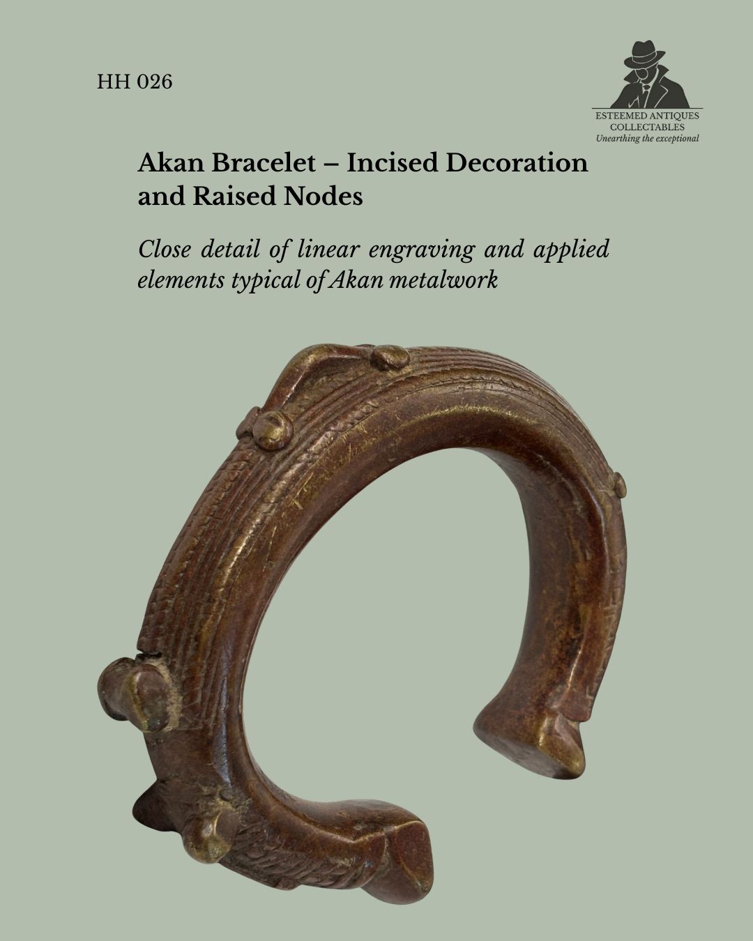 West African Cast Brass Bracelet (Attributed Akan Culture, Ghana) – Lost Wax Technique