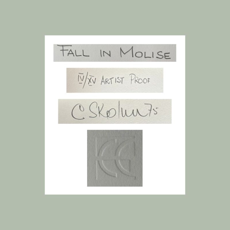 Cecil Skotnes Linocut Print “Fall in Molise” (1975) – South African Modernist Graphic on Zerkall Bütten Paper