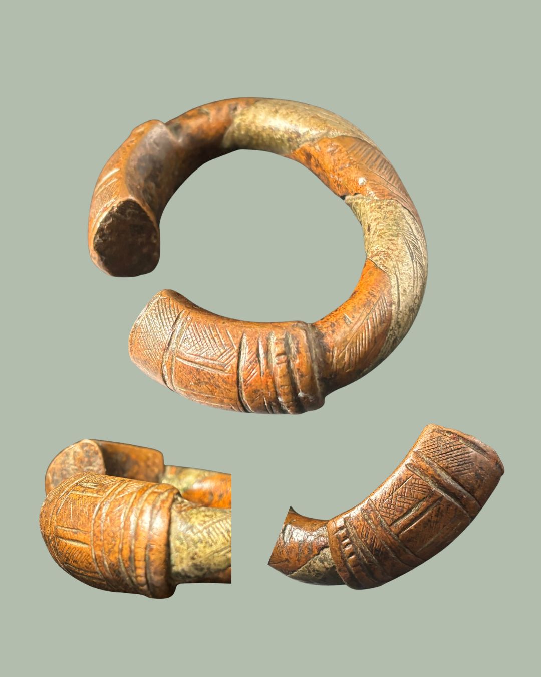 Bi-Metal Nigerian Manilla Currency Bracelet   Attributed to Igbo, Ibibio Cross River Peoples  19th to Early 20th Century