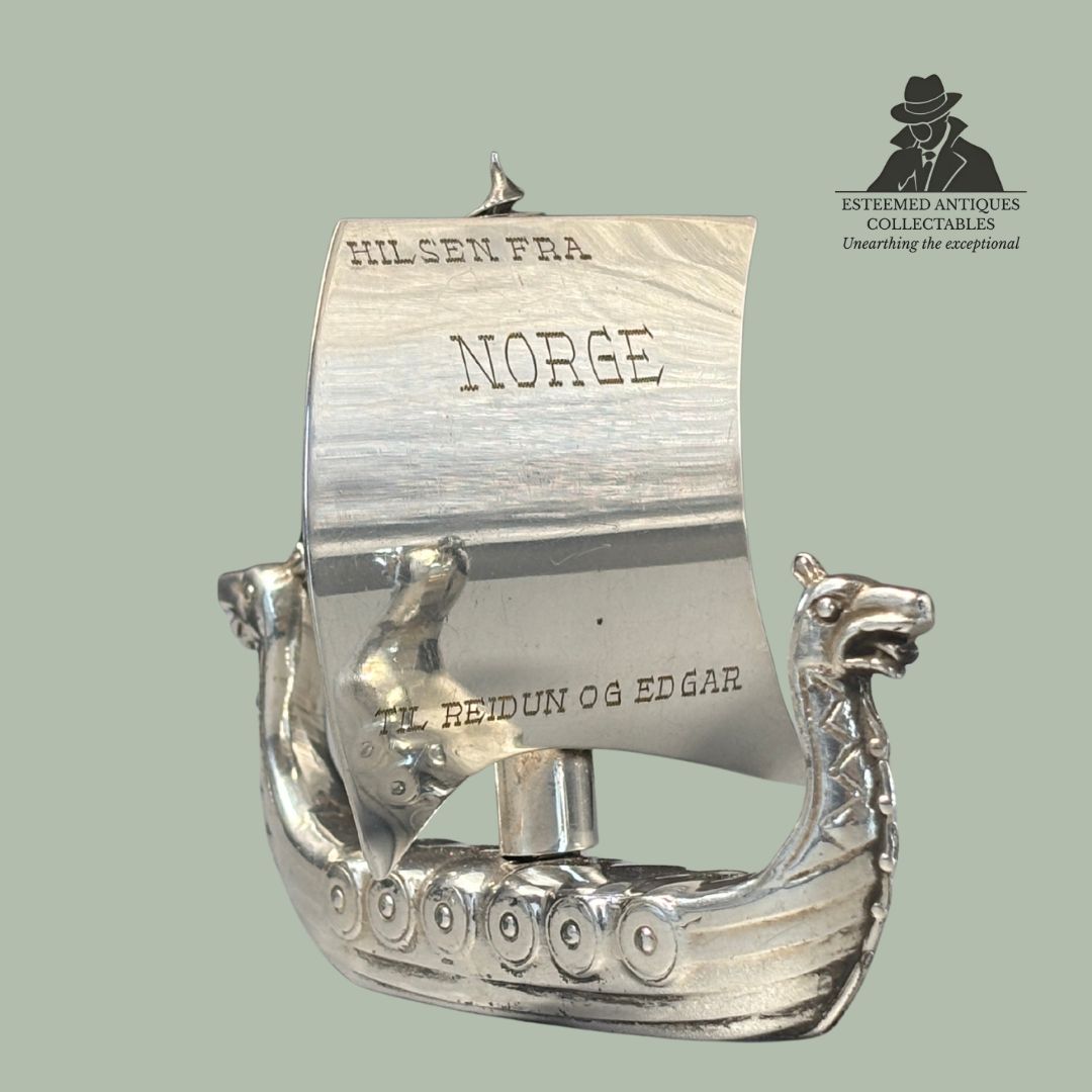 Viking Ship Figural Corkscrew, Cast Silver-Plated Metal, Østlandske Sølv og Plett (O.S.P.), Norway, mid-20th century