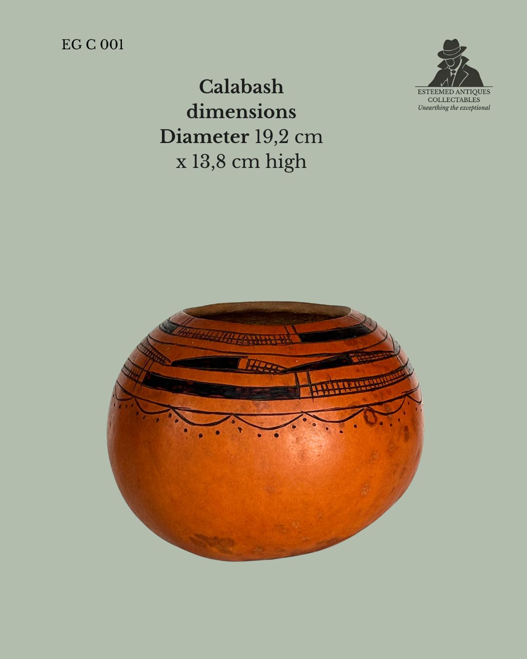 Ndebele / Tswana Geometric Calabash Bowls Pair – Southern Africa Hand-Carved Decorated Gourds