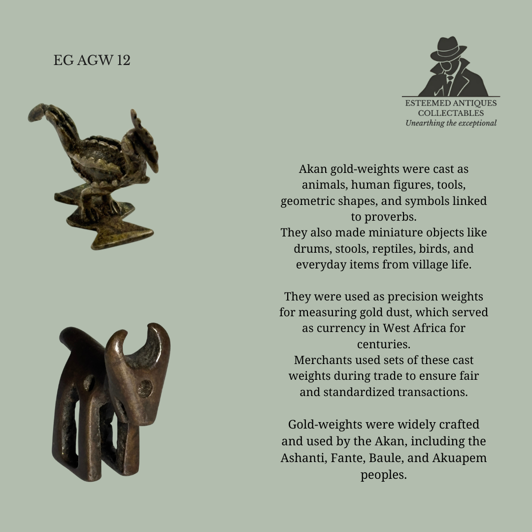 Akan Gold Weights (Abrempong) – Brass Figural Group – Ghana – 3 Piece Set