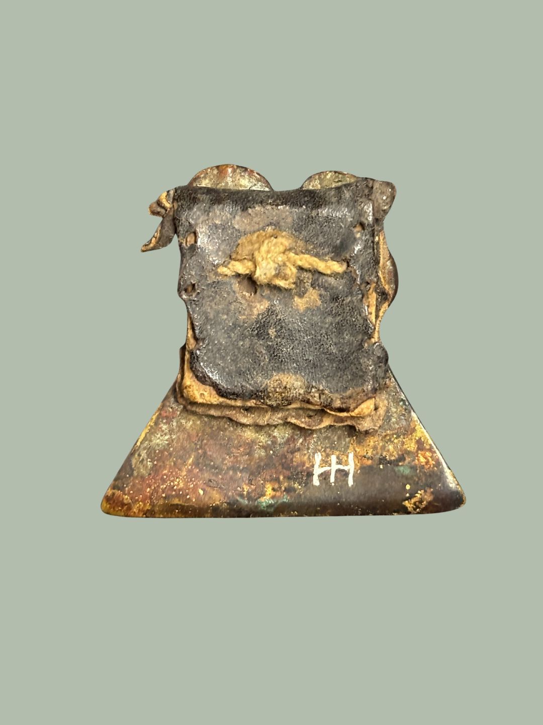 Akan (Asante) Figurative Gold Weight with Leather Backing – Ghana, 18th–19th Century