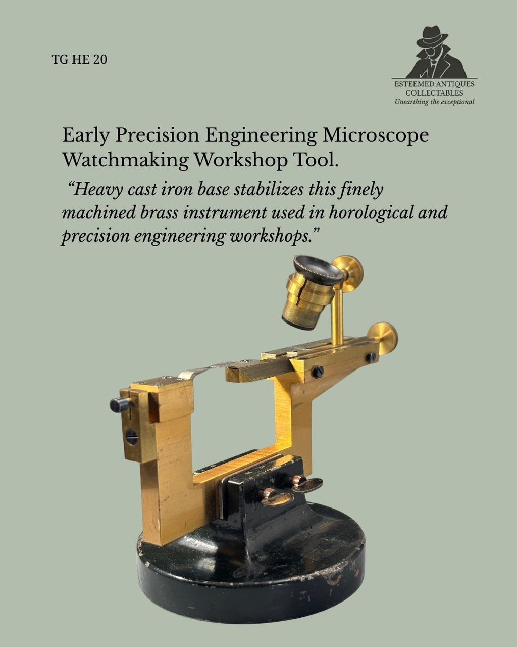 Watchmaker’s Measuring Microscope with Sliding Stage – Brass Scientific Instrument – Europe – Early 20th Century