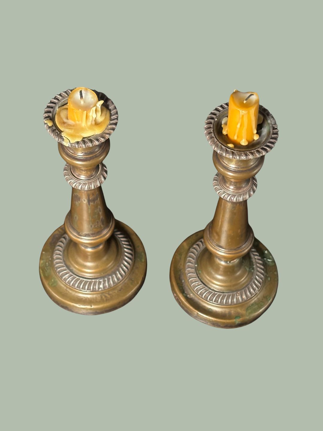 Antique Georgian-period Brass Candlesticks circa 1790–1815 (Pair)