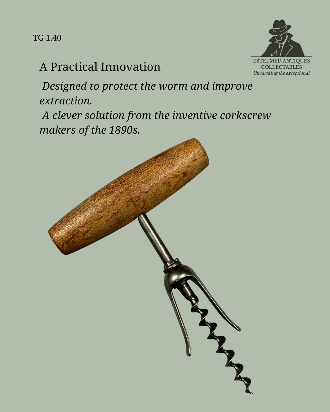 “Duck-Bill Corkscrew, W. Sommers Patent Type, Steel with Wooden T-Handle, Germany, c.1897–1905”