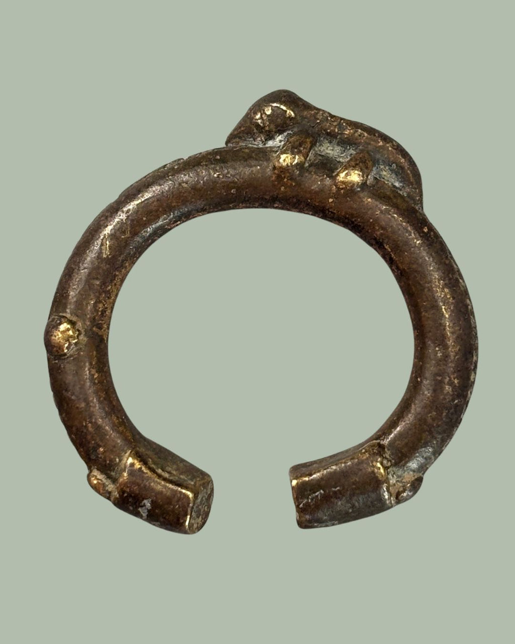 West African Brass Manilla Currency Bracelet, Dogon Attribution, Mali, Lost-Wax Cast Prestige Currency Ring