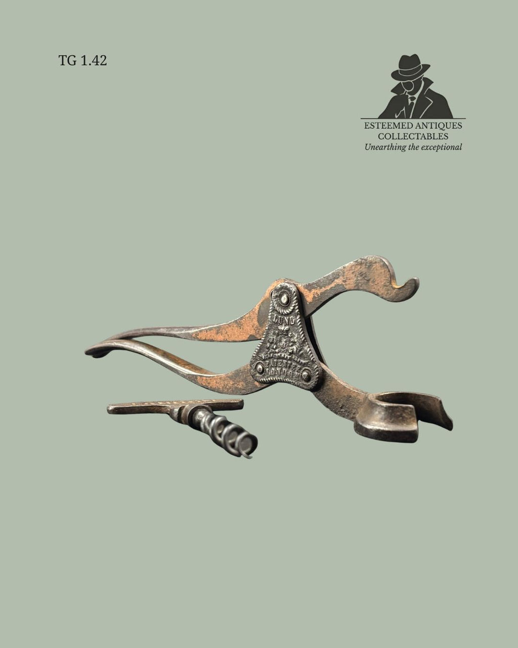 TG 1.42 Rare Victorian Lund 1855 Patent Single Lever Corkscrew, London, England