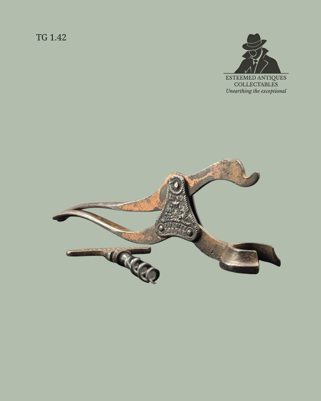 TG 1.42 Rare Victorian Lund 1855 Patent Single Lever Corkscrew, London, England