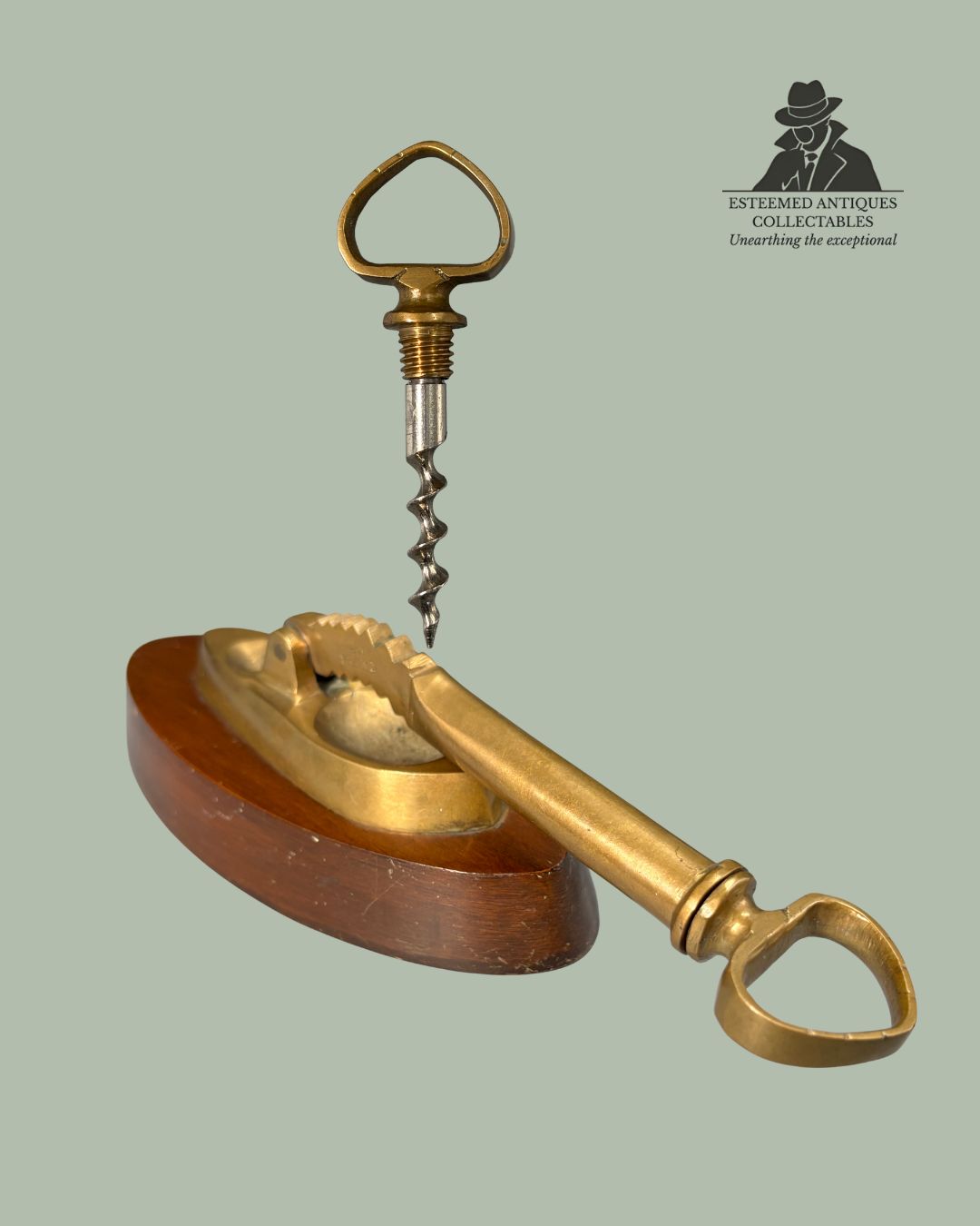 CANFER Argentina Nutcracker Corkscrew on Wooden Base, Vintage Combination Wine & Bar Tool (Industria Argentina)