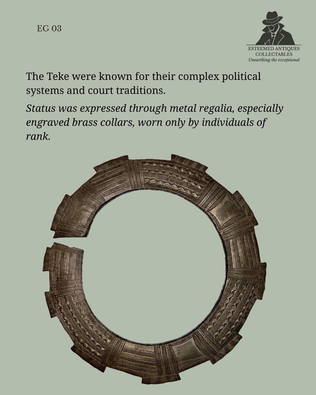 Teke Brass Prestige Collar, Central Africa (Republic of the Congo / DRC), 19th–Early 20th Century