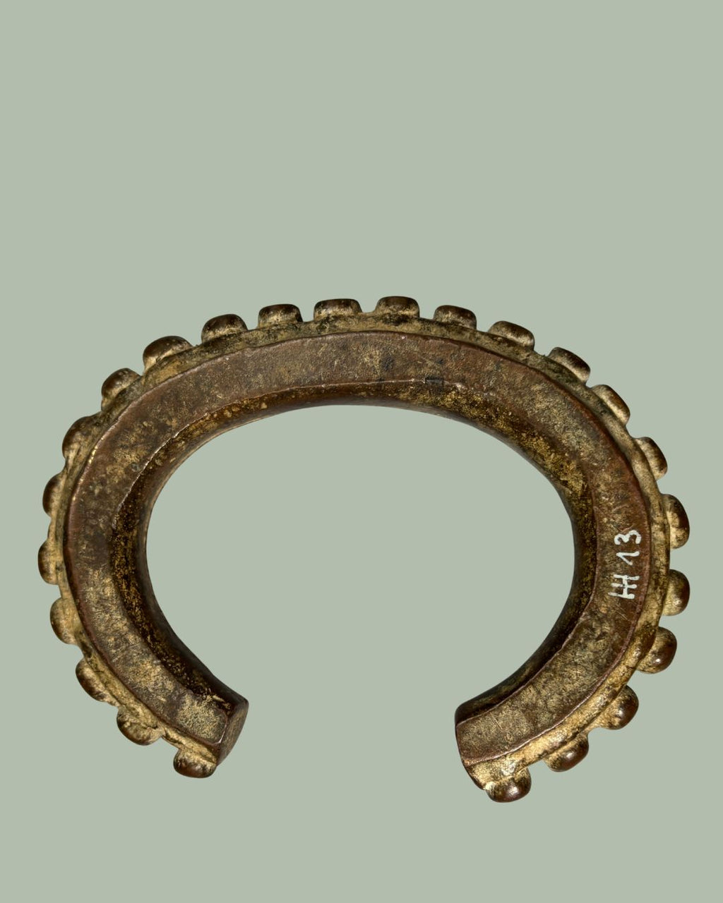 West African Cast Bronze Currency Bracelet (Manilla Form), Akan Sphere, Ghana