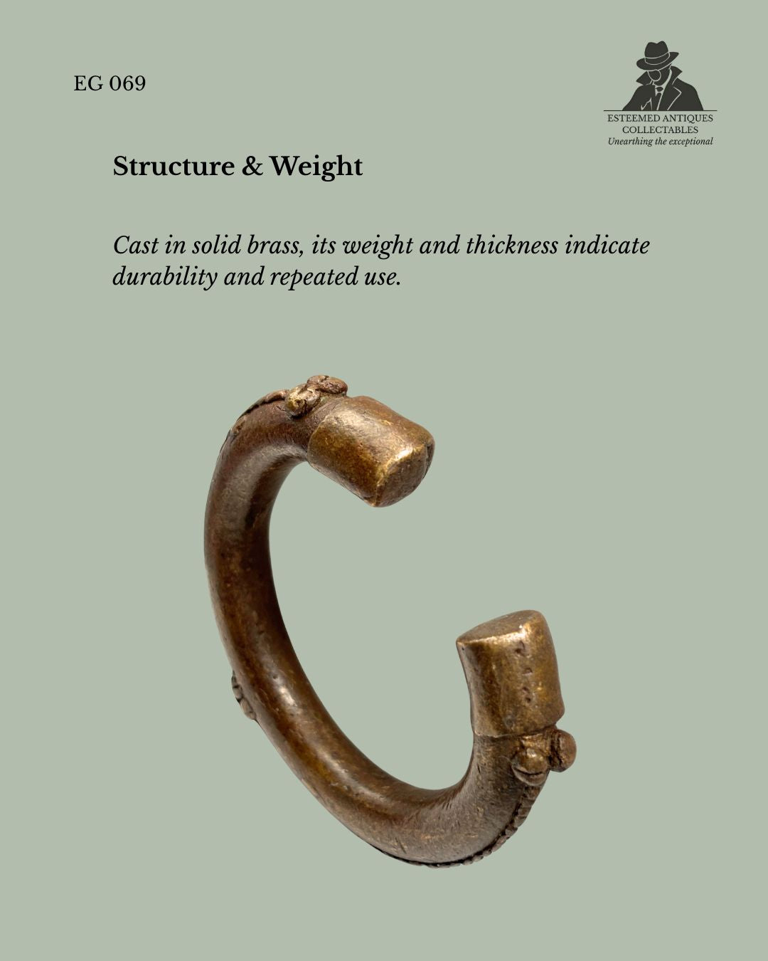 West African Cast Brass Bracelet (Manilla Form), Nigeria, 19th Century