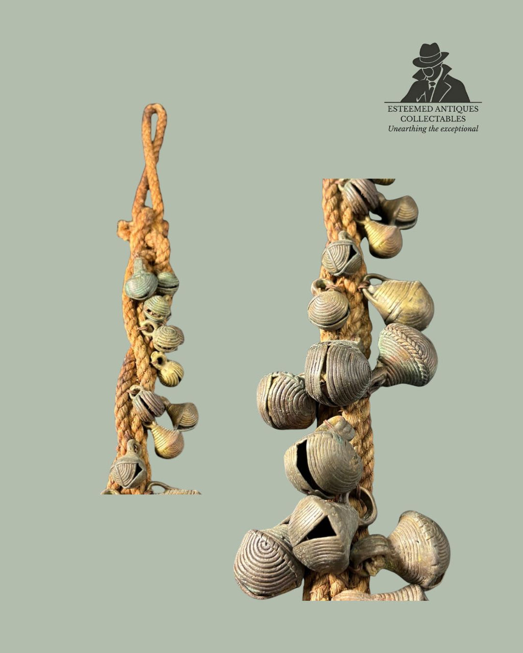 Authentic African tribal ceremonial dance bell strand attributed to Yoruba culture, West Africa, West Africa Nigeria, Egon Guenther Collection