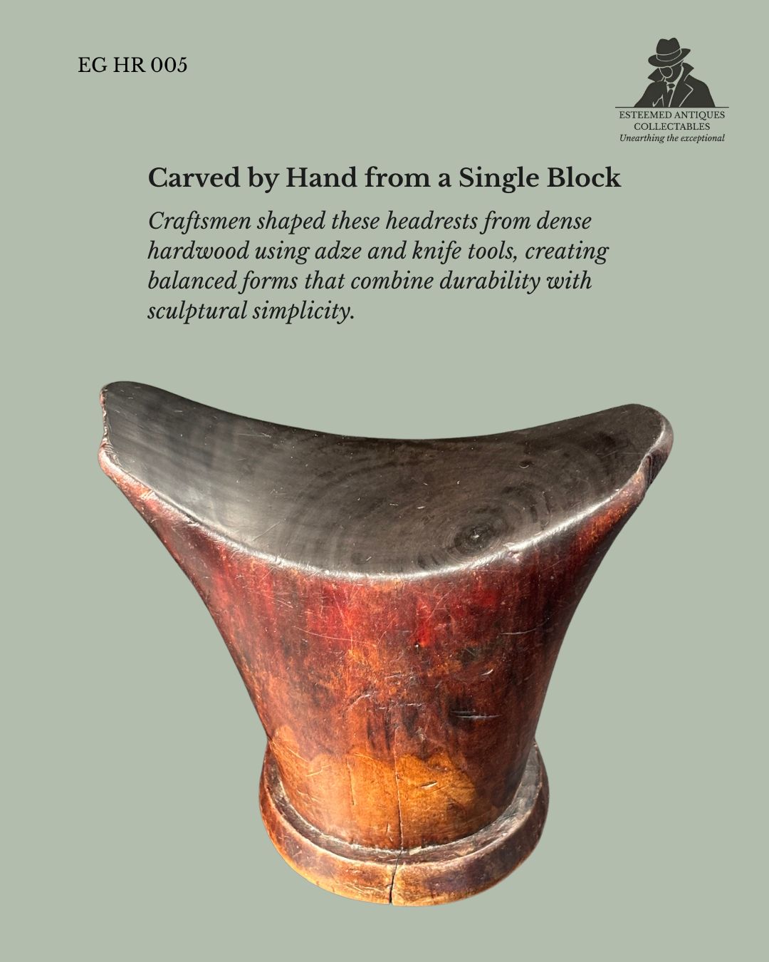 Traditional hand-carved wooden headrest from the Gurage culture of Ethiopia, collected in the Egon Guenther family collection.