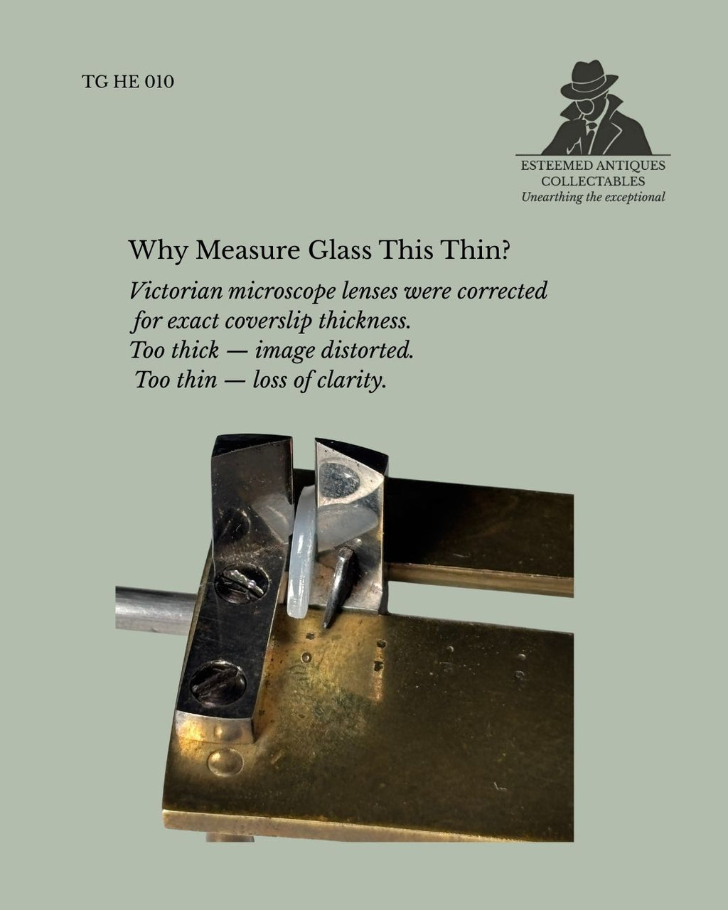 Antique Coverslip Micrometer, Brass Microscope Thickness Gauge, Europe c.1890