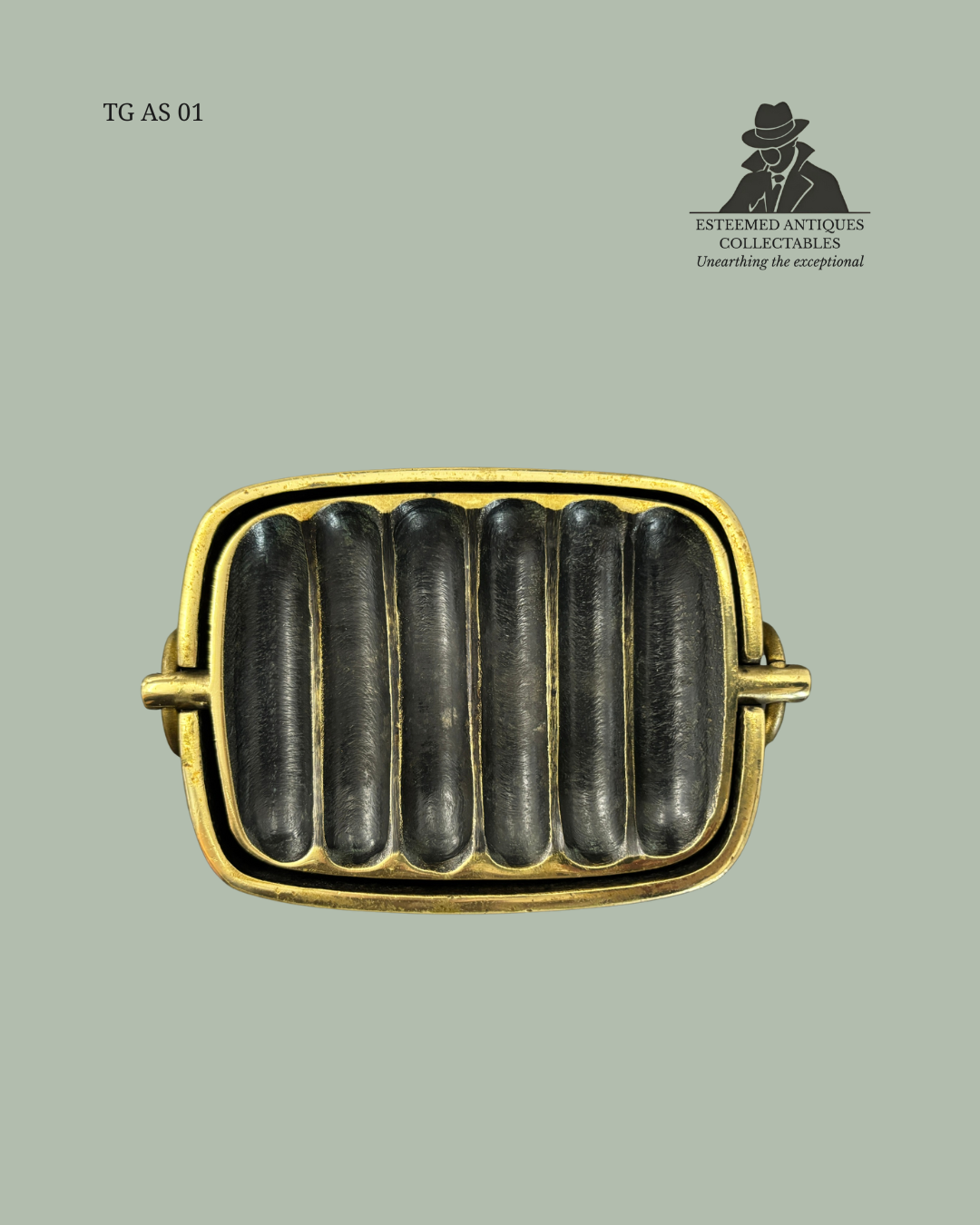 TG AS 01 - Mid-Century Modern Cast Brass Ashtray with Ring Handles