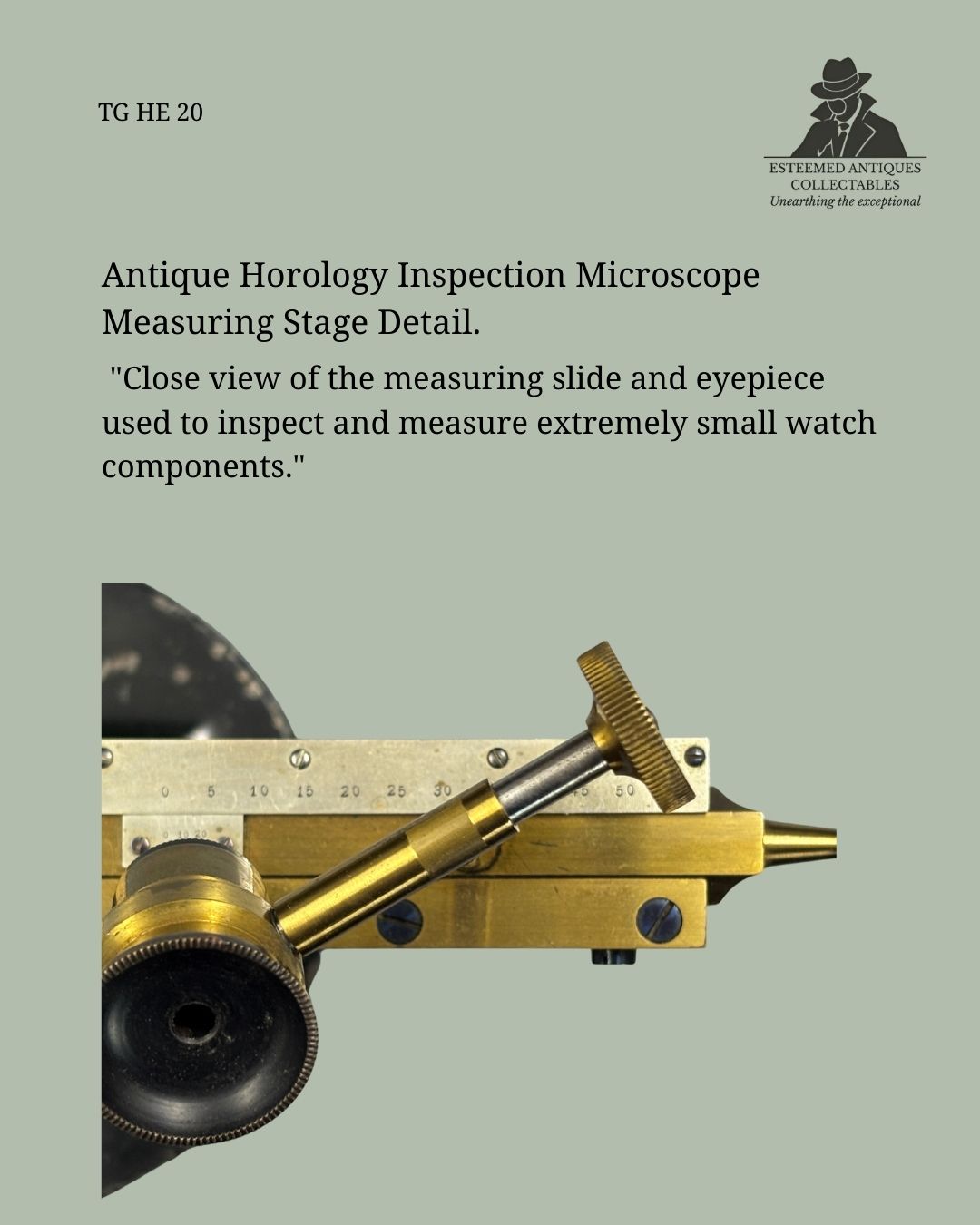 Watchmaker’s Measuring Microscope with Sliding Stage – Brass Scientific Instrument – Europe – Early 20th Century