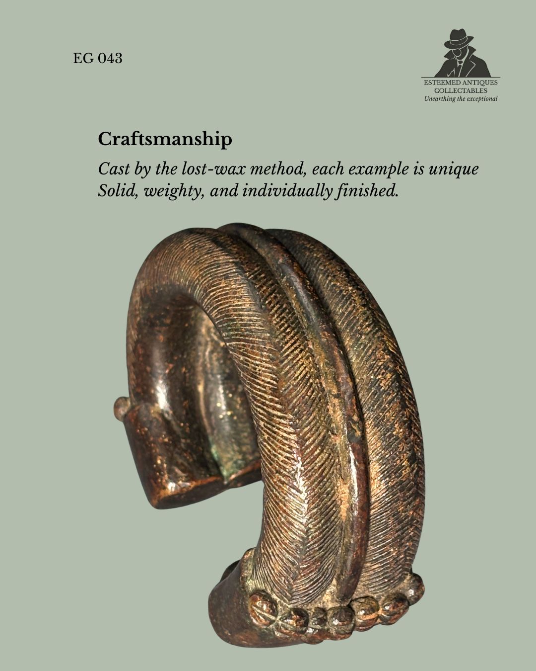 West African Cast Brass Currency Bracelet (Manilla Type), Dan or Baule Attributed, Côte d’Ivoire / Ghana