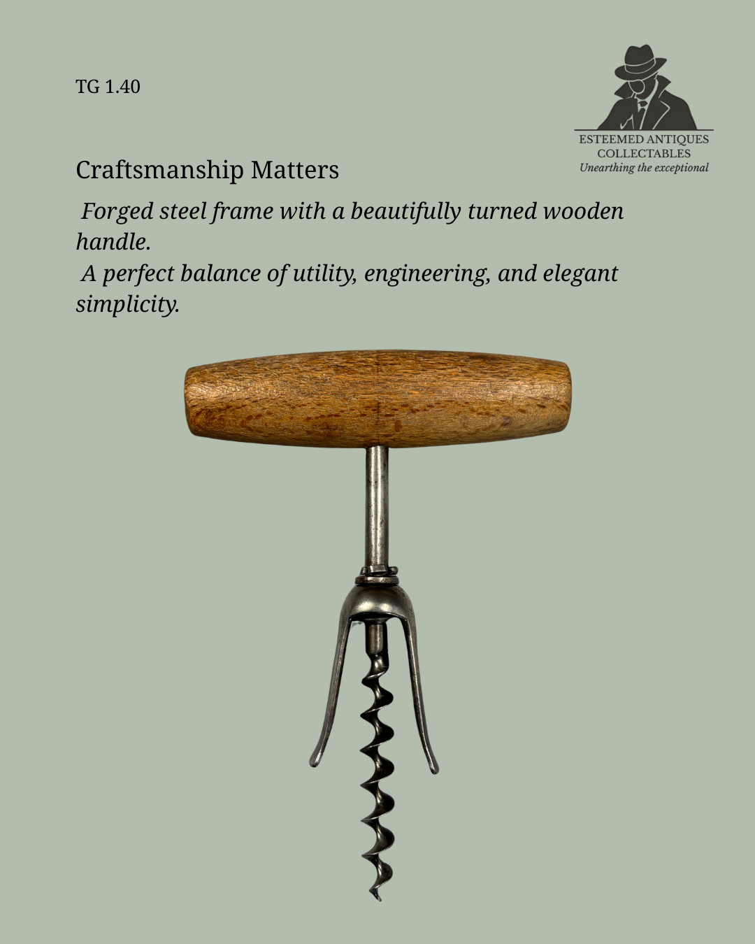 “Duck-Bill Corkscrew, W. Sommers Patent Type, Steel with Wooden T-Handle, Germany, c.1897–1905”