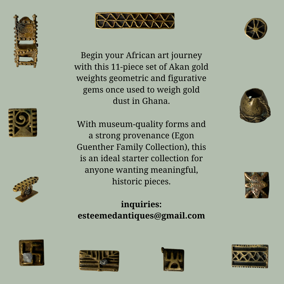 Akan Gold Weights (Abremmuo) Collection – Asante Culture, Ghana – Cast Bronze – 11 Pieces