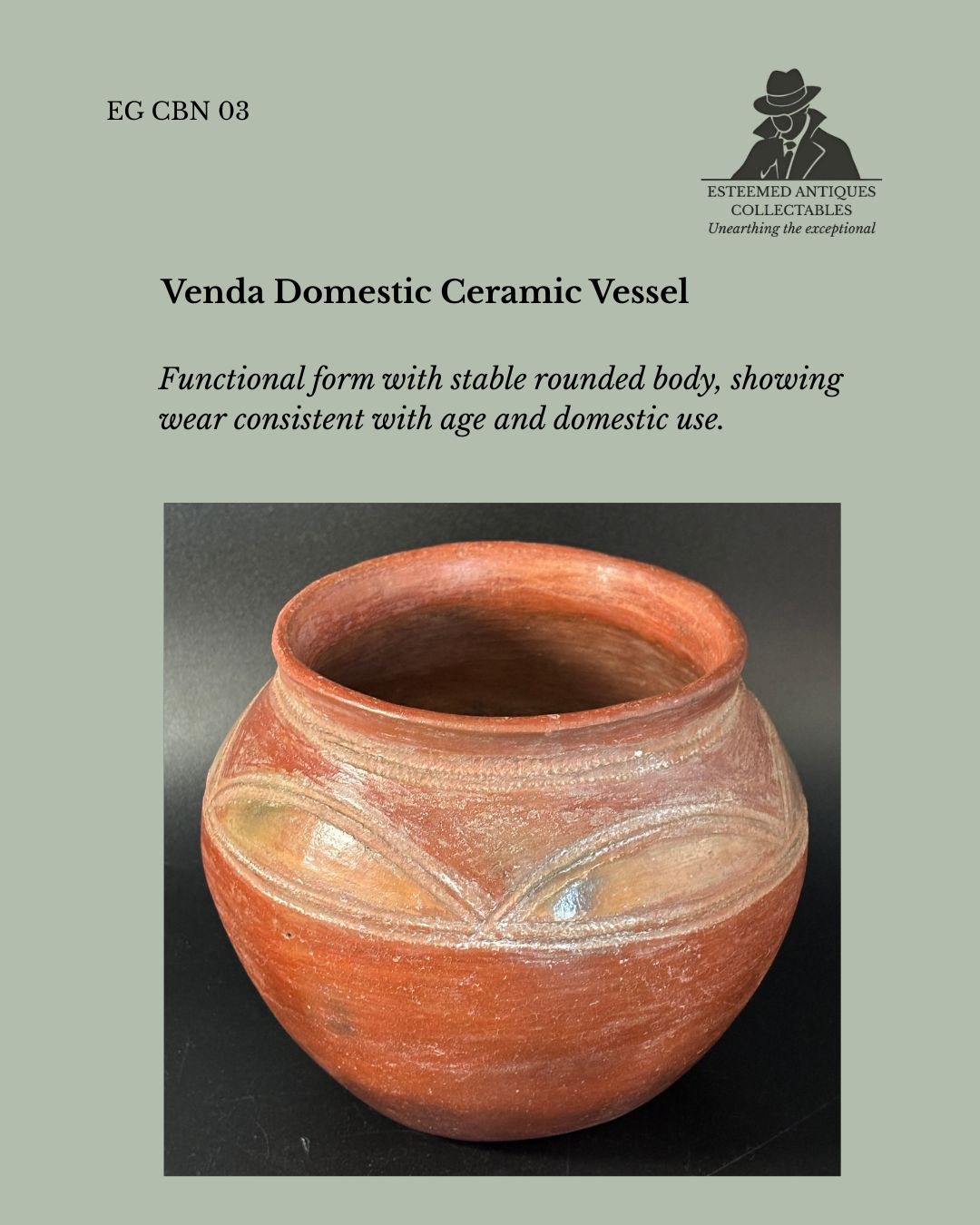 Venda Ceramic Vessel, Limpopo Region, South Africa, Hand-Coiled Clay Pot