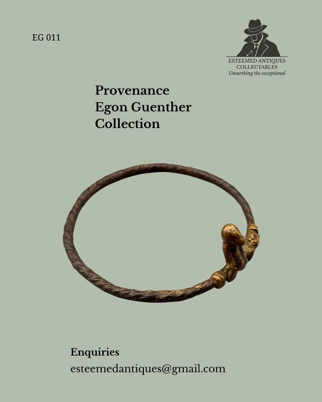 West African Lost Wax Bronze Figural Bracelet  Attributed to Lobi / Senufo / Gan Peoples