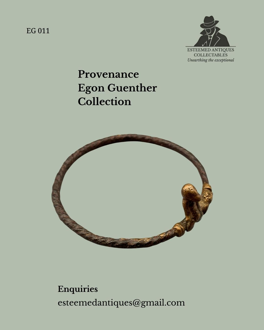 West African Lost Wax Bronze Figural Bracelet  Attributed to Lobi / Senufo / Gan Peoples