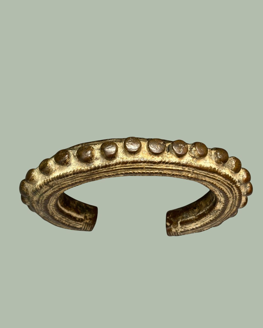 West African Cast Bronze Currency Bracelet (Manilla Form), Akan Sphere, Ghana
