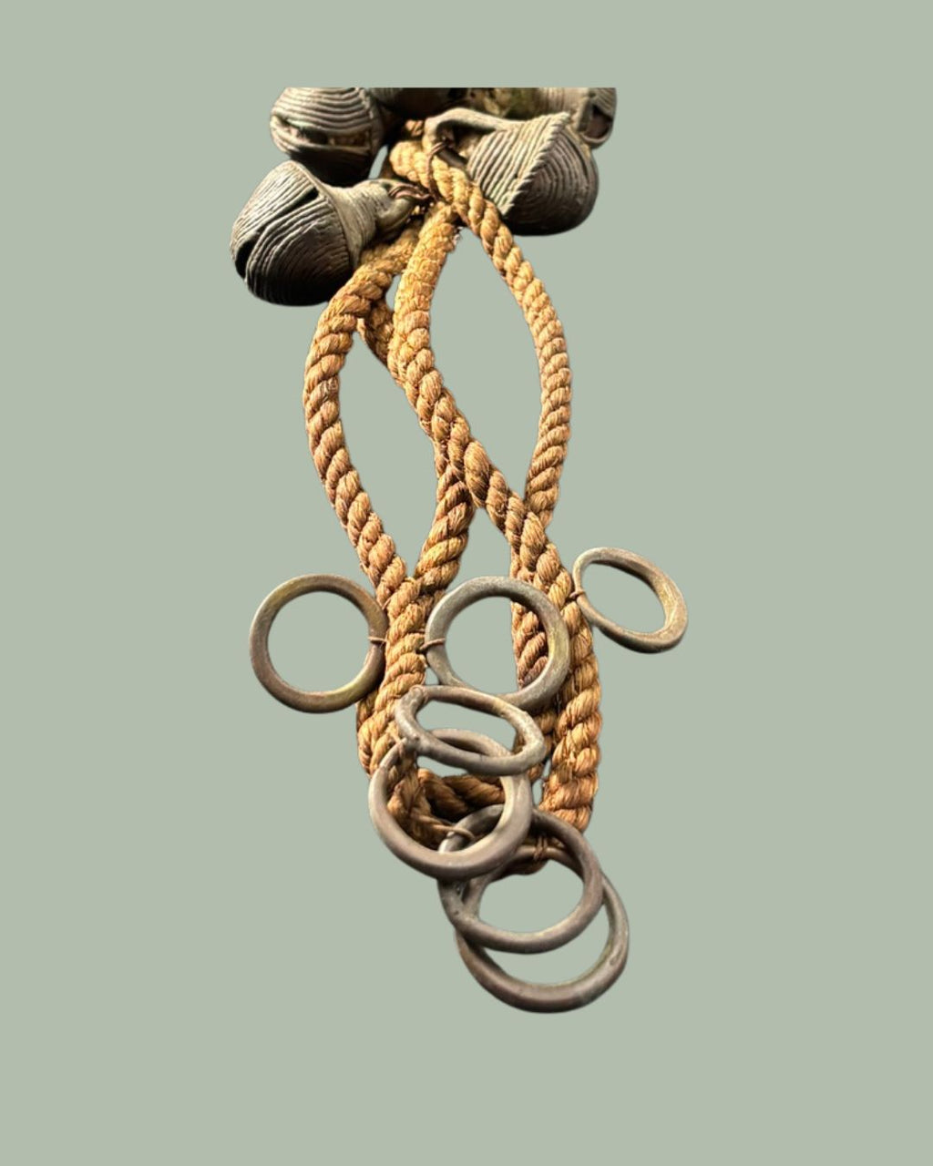 Authentic African tribal ceremonial dance bell strand attributed to Yoruba culture, West Africa, West Africa Nigeria, Egon Guenther Collection