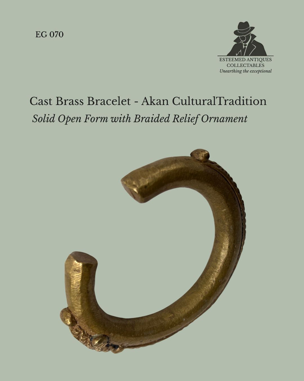 West African Cast Brass Bracelet – Akan Cultural Area (Attributed), Ghana / Côte d’Ivoire