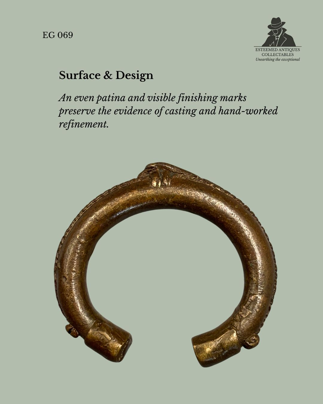 West African Cast Brass Bracelet (Manilla Form), Nigeria, 19th Century