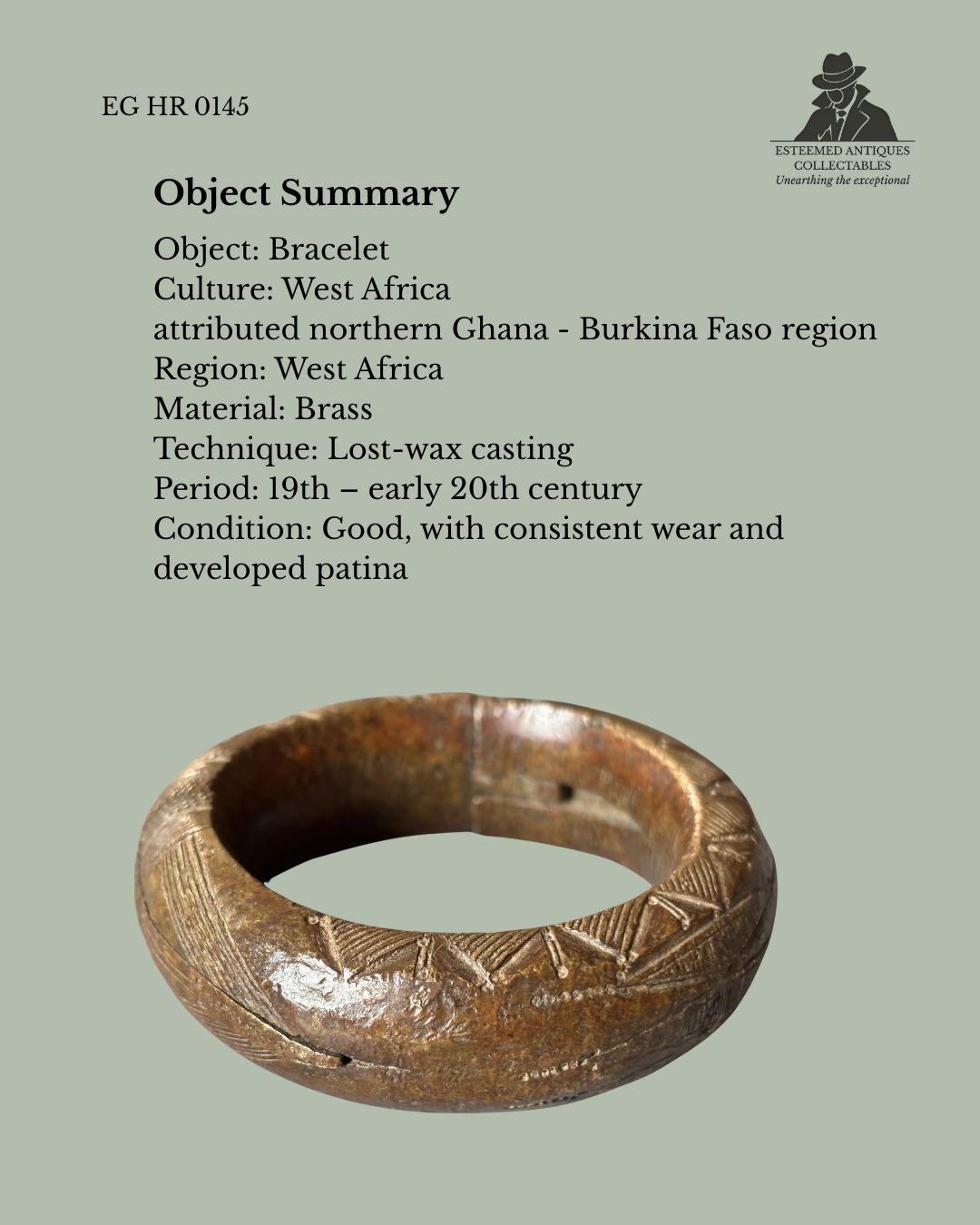 West African Cast Brass Currency Bracelet, Attributed Northern Ghana / Burkina Faso, Ring Form