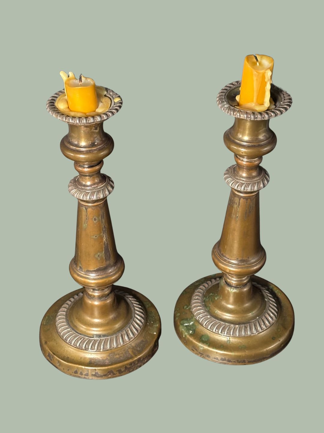 Antique Georgian-period Brass Candlesticks circa 1790–1815 (Pair)