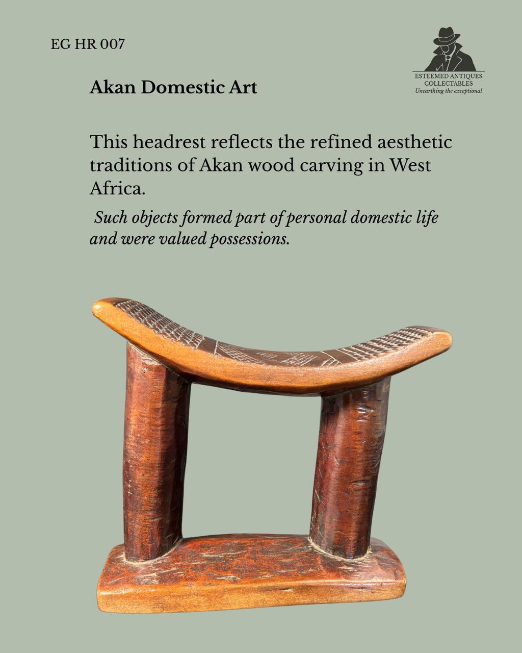 Ashanti (Asante) Headrest – Carved Wooden Headrest, Akan Culture, Ghana, 19th–20th Century