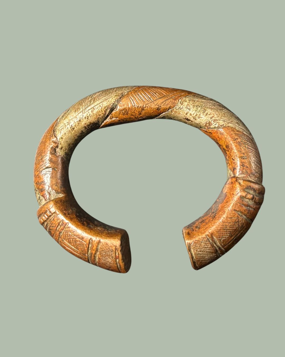 Bi-Metal Nigerian Manilla Currency Bracelet   Attributed to Igbo, Ibibio Cross River Peoples  19th to Early 20th Century