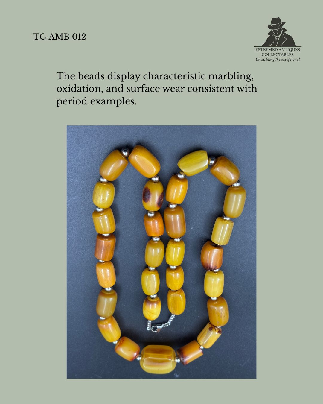 Vintage Phenolic Resin Bead Necklace, Attributed African Trade Use, Butterscotch Catalin Type, Circa 1920s–1940s