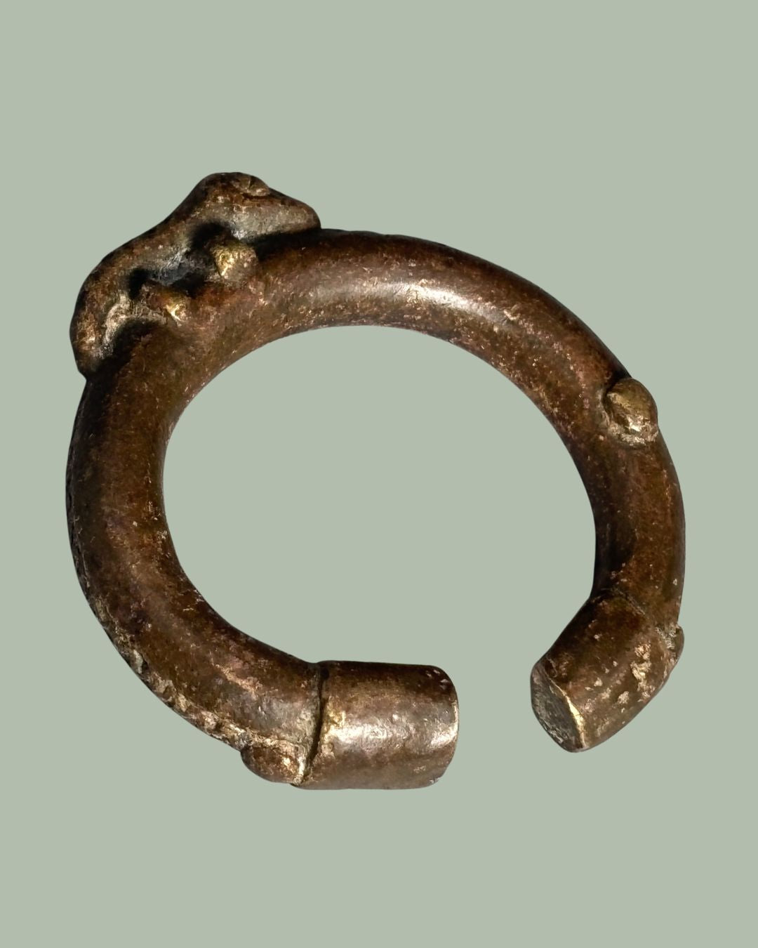 West African Brass Manilla Currency Bracelet, Dogon Attribution, Mali, Lost-Wax Cast Prestige Currency Ring