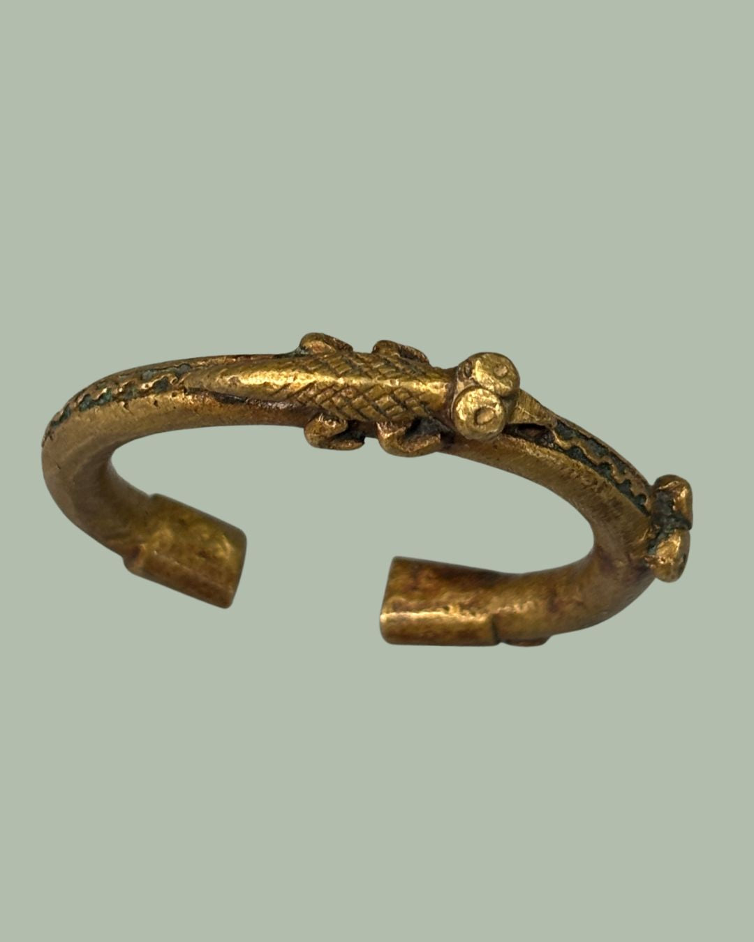 Akan Cast Bronze Crocodile Bracelet, West Africa (Ghana), Lost-Wax Copper Alloy