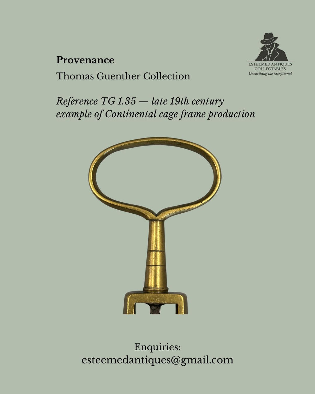 Cage Frame Corkscrew, Direct Drive Steel Worm, Brass, Continental Europe, c.1880–1900
