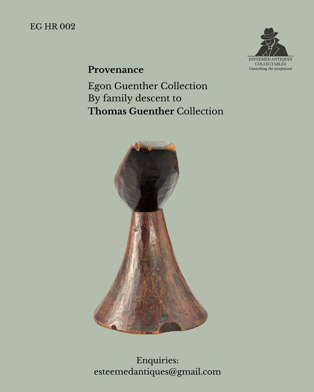 Ethiopian Oromo Headrest (Borana Type), Carved Hardwood, Single Block